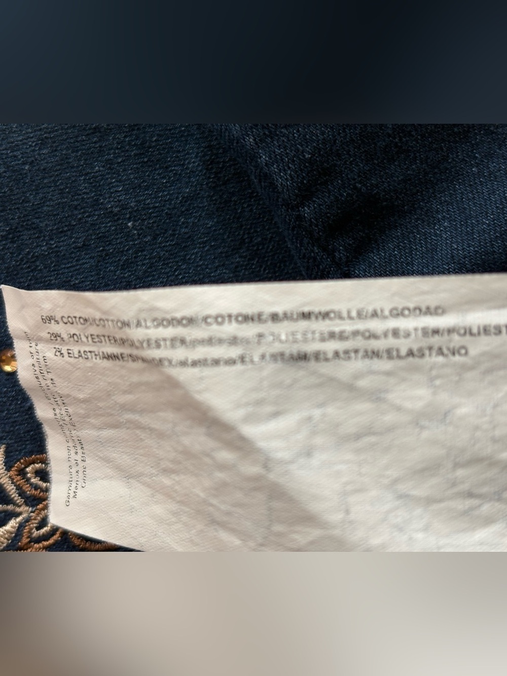 Joseph Ribkoff Navy Jeans with Metallic Floral Embroidery Sz 8 - Picture 7 of 9